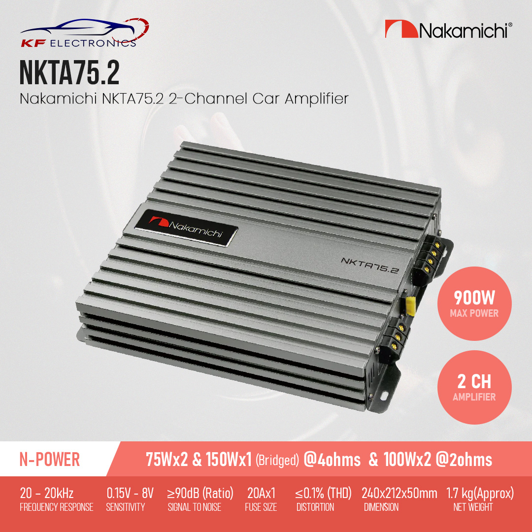 Nakamichi NKTA75.2 2-Channel Car Amplifier | 900W Power in UAE
